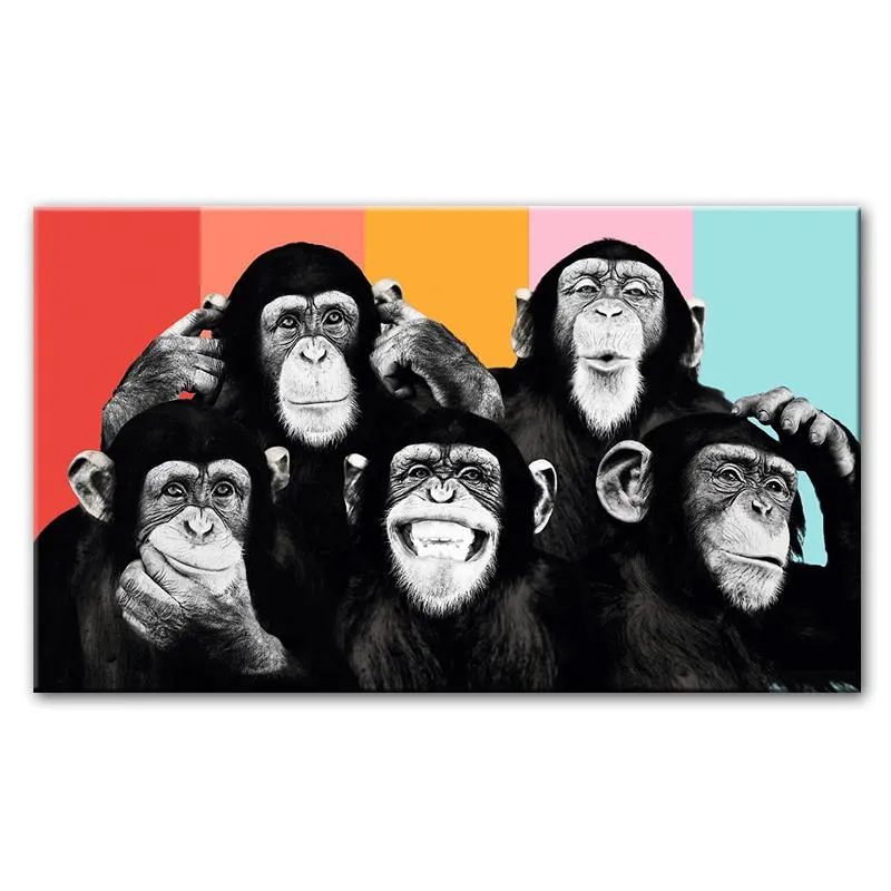 Macacos Engraçados Pinturas Em Tela De Grafite Na Parede Pôsteres E  Impressões Animais Modernos Arte Da Parede Fotos Em Tela Crianças Decoração  Do Quarto De $138,77